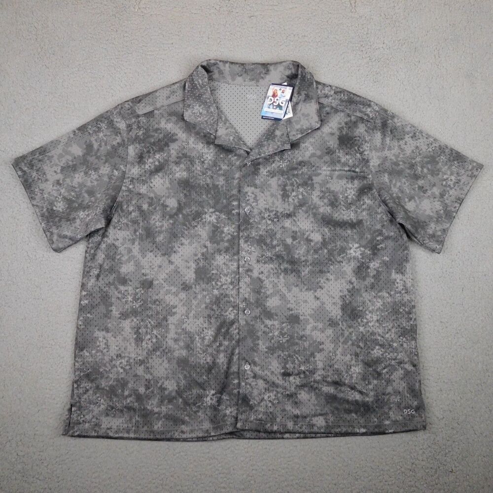 DSG x Twitch + Allison Shirt Mens 2XL XXL Gray Mesh Floral Camo Button Up NWT